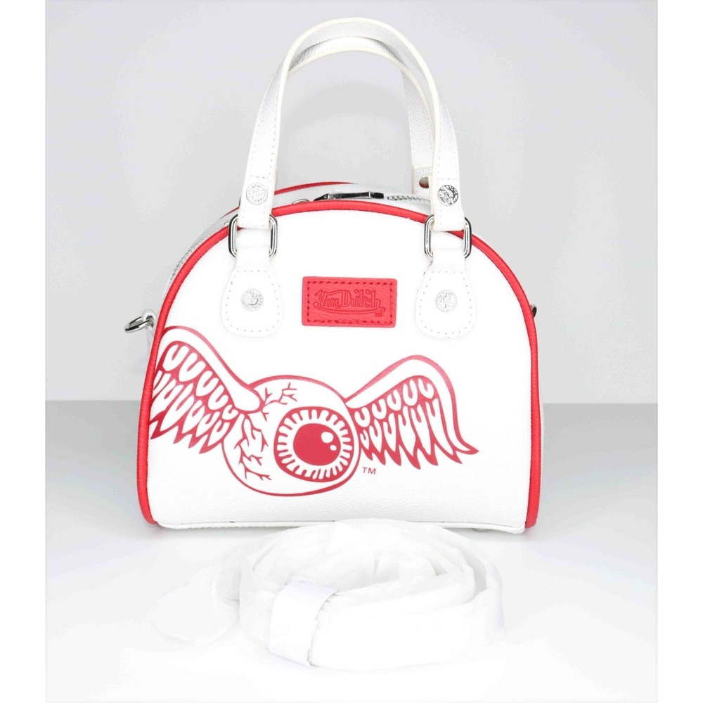 Von‎ Dutch White Red Winged Eyeball Mini Purse 8" x 6" x 4" Minor Scuff